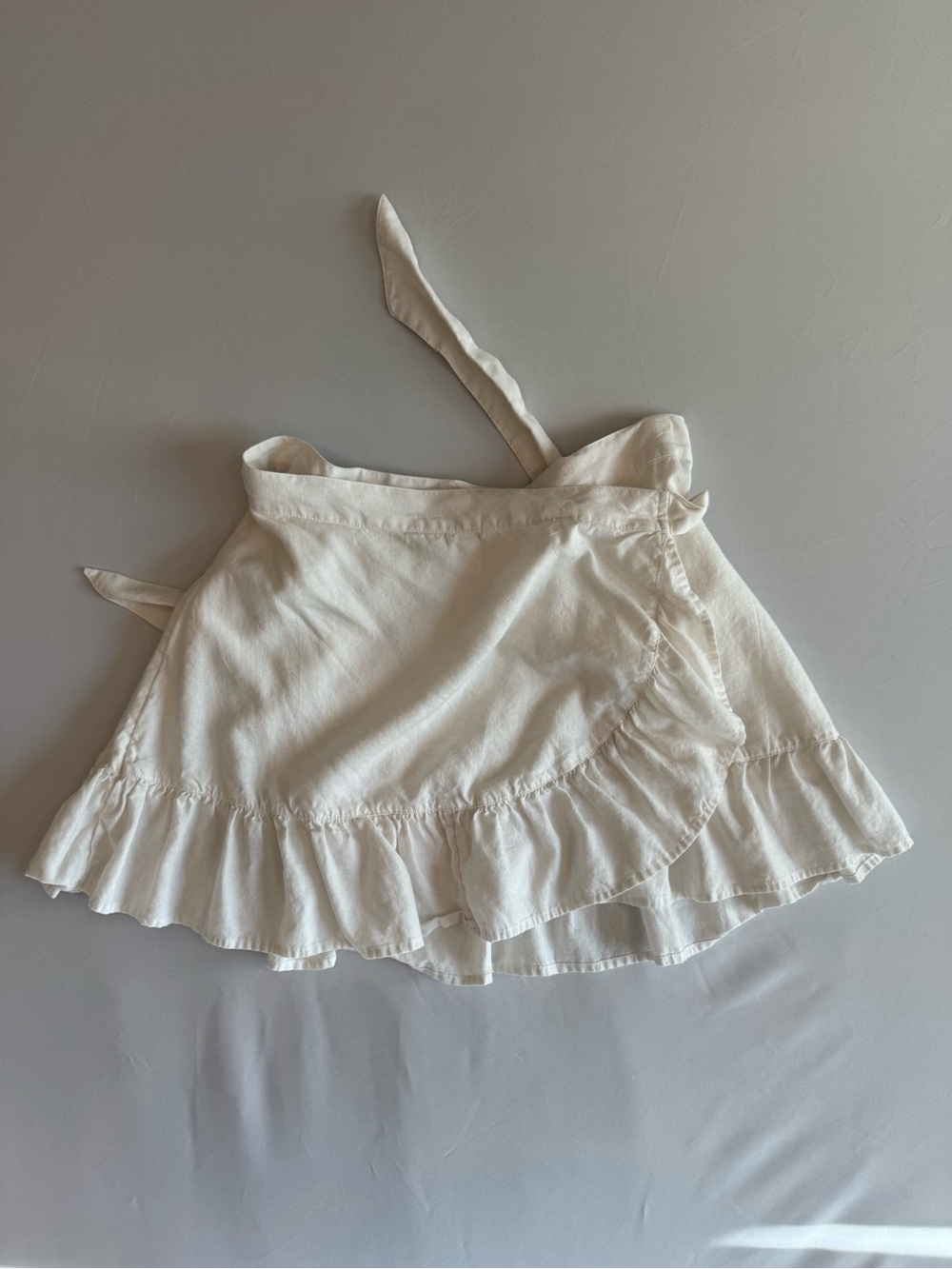 aerie Cream Ruffle Tie-Waist Skater Skirt